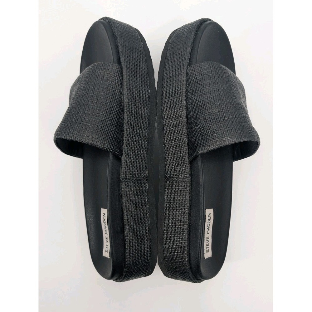 Steve Madden Kasper Slide Black Woven Platform Slip Ons Size 10 - Picture 5 of 9